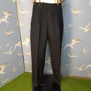 Vintage 1930s Striped Wool Morning Suit Trousers, High Waist