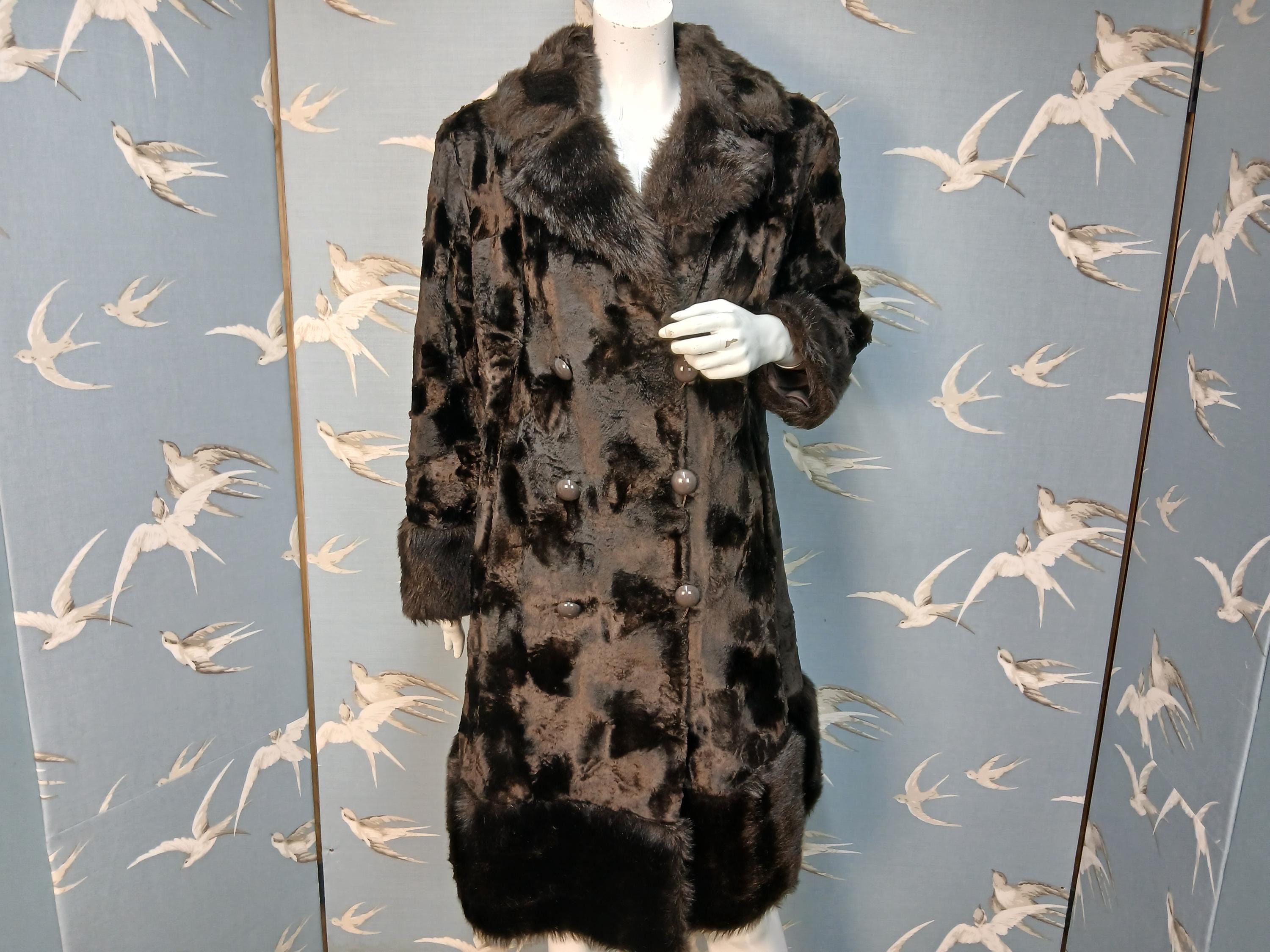 Vintage 1970s Brown Fake Fur Coat, Furnyl Penny Lane/ Afghan Style