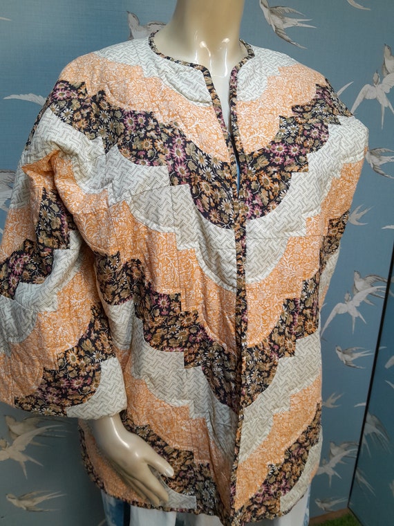 OOAK vintage patchwork quilt jacket, plus size/ f… - image 2