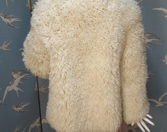 Vintage 70s Cream Shaggy Wool Jacket, Shapes & Things Vintage 70s Cream Shaggy Wool Jacket, Shapes & Things