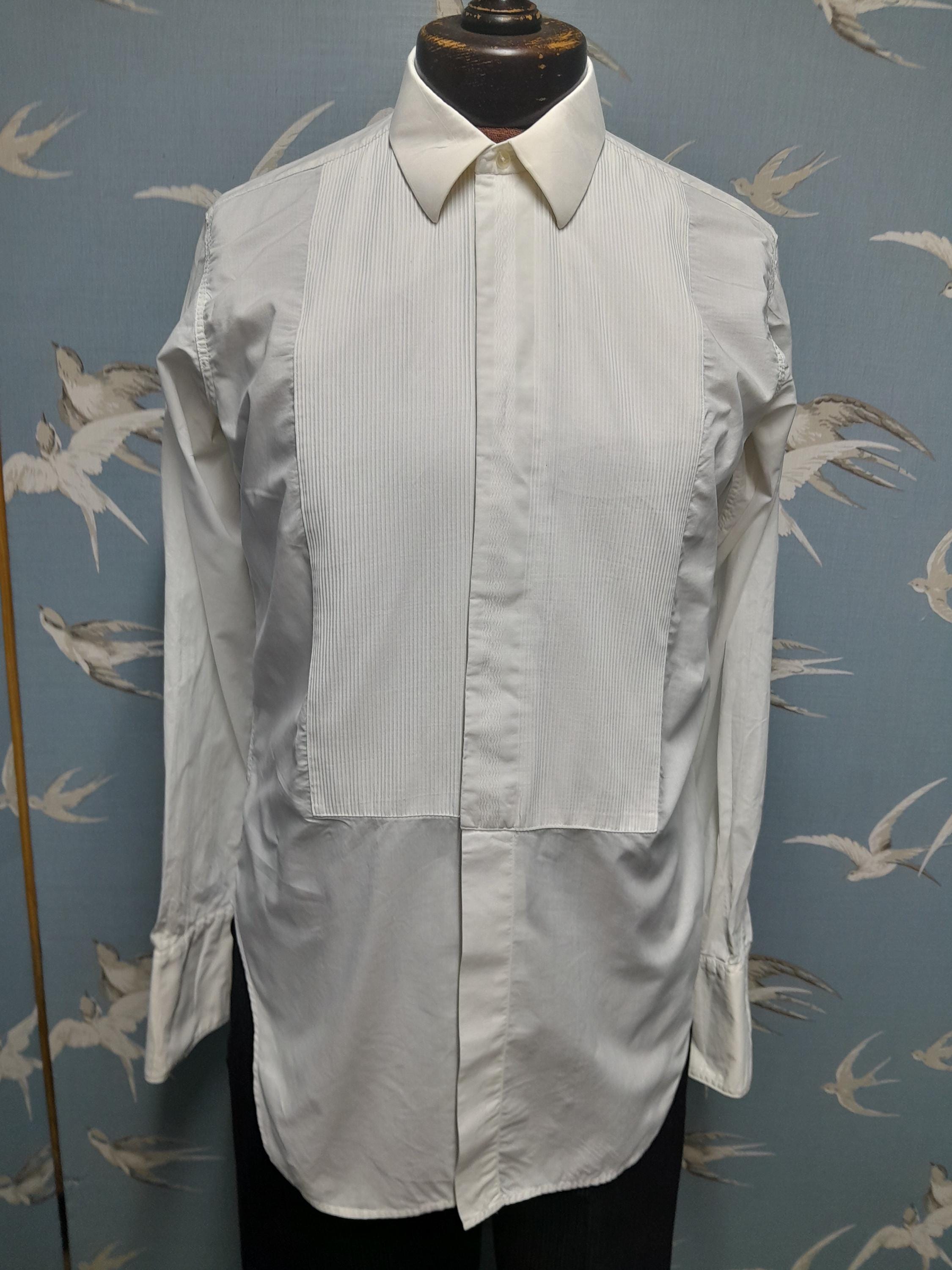 Vintage Rocola Evening Dress Shirt, Size 16 White Cotton Dinner 