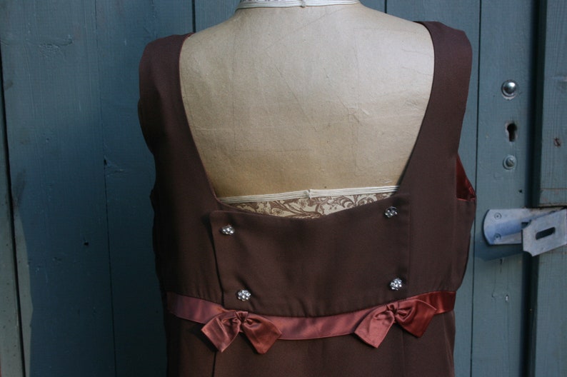 nice back detail Vintage 60s brown cocktail dress Melbray of London