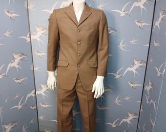 Vintage 1960s Tan 3 Piece Mod Suit, John Collier Design Circle