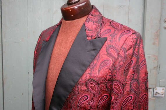 Vintage theatre costume, red metallic tuxedo jacke
