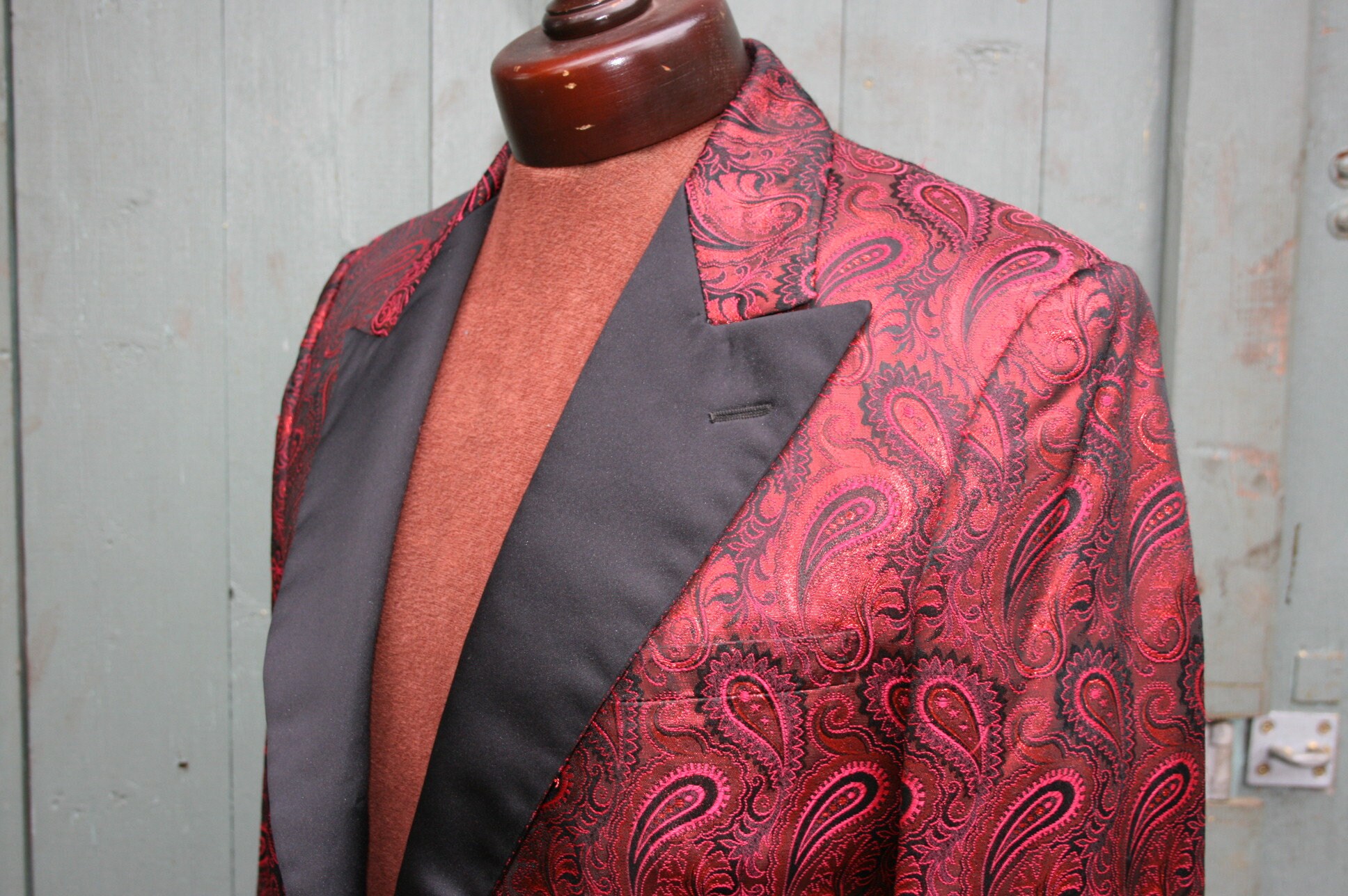 Image of Vintage Theatre Costume, Red Metallic Tuxedo Jacket, La Cage Aux Folles Stage Larry Kert, Memorabilia