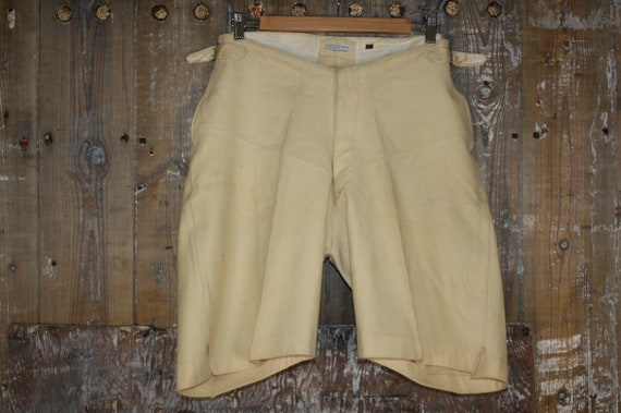 Vintage 30s/ 40s mens cream wool shorts, size 34"