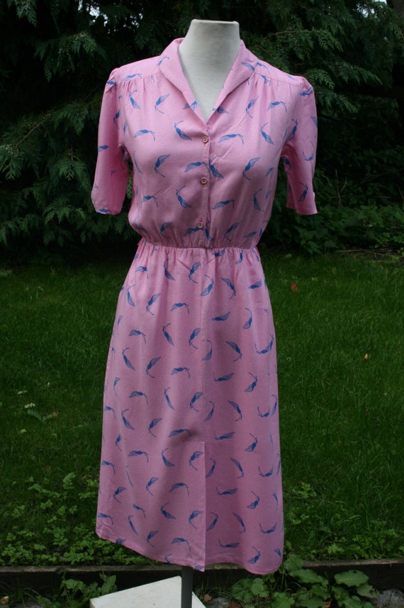 80s does 40s tea dress, petite/ teenage pale pink