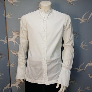 Vintage 1930s/ 40s mans white cotton dress shirt, Frank Foster Shirtmaker & Hosier collarless shirt S