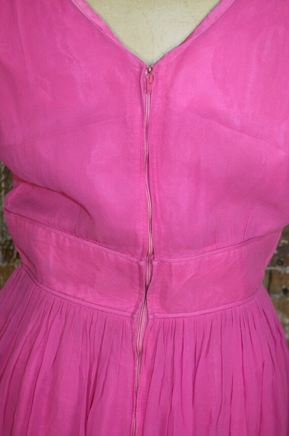 Vintage 50s pink chiffon dress, R & K originals p… - image 9