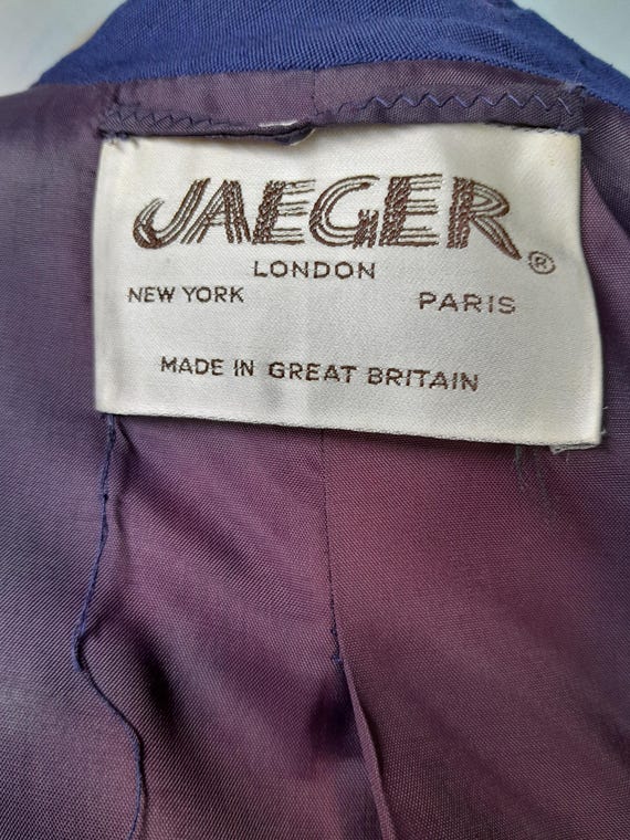 70s 80s 英国製　ビンテージ　JAEGER ピーコート Vintage 1960s/ 70s Jaeger Blue Linen Look Coat, Size 10 UK/ 39