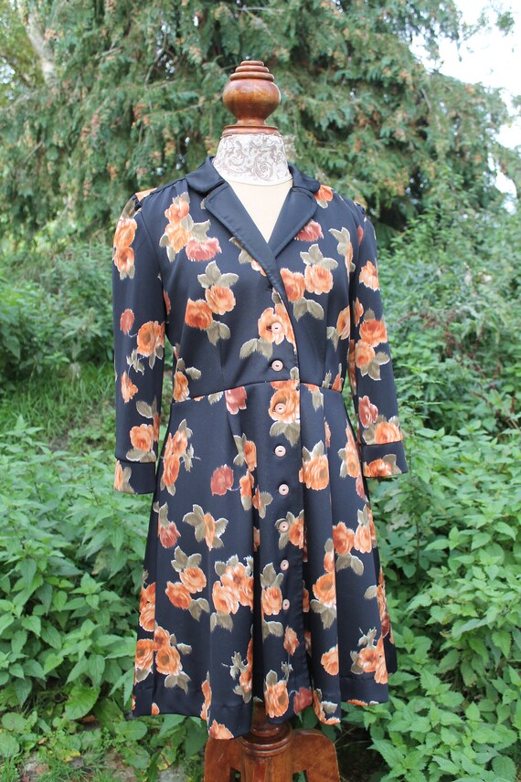 black and orange floral dress