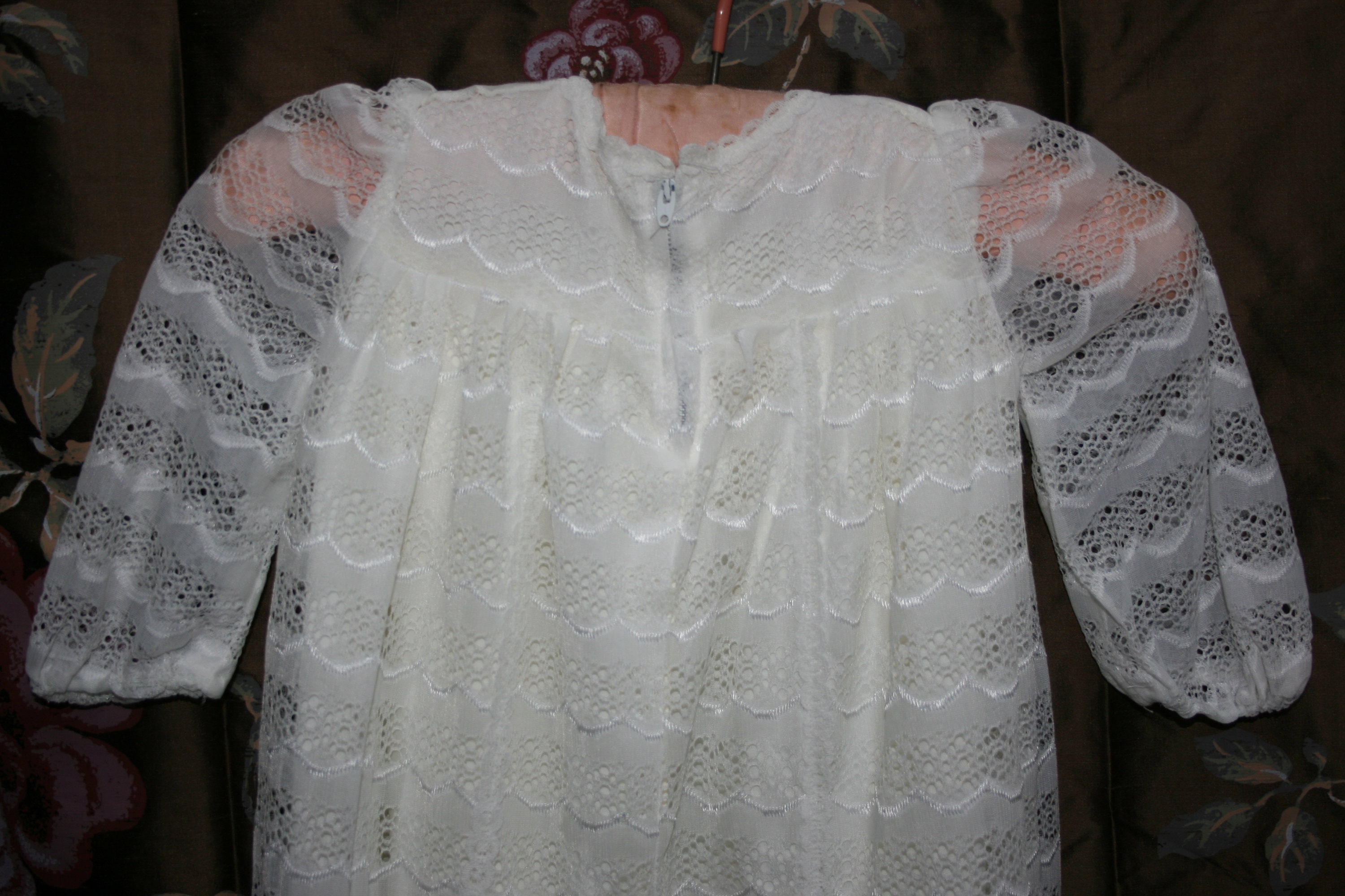 Vintage 1970s Christening Gown Ivory Lace Long Sleeved | Etsy UK