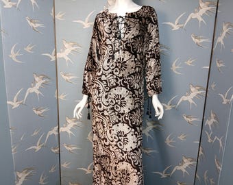 Vintage 70s Malaysian Print Tunic Maxi Dress W/ Matching Belt | Made in  Malaysia | 100% Cotton | 1970s Bohemian Floor Length Dress - Etsy