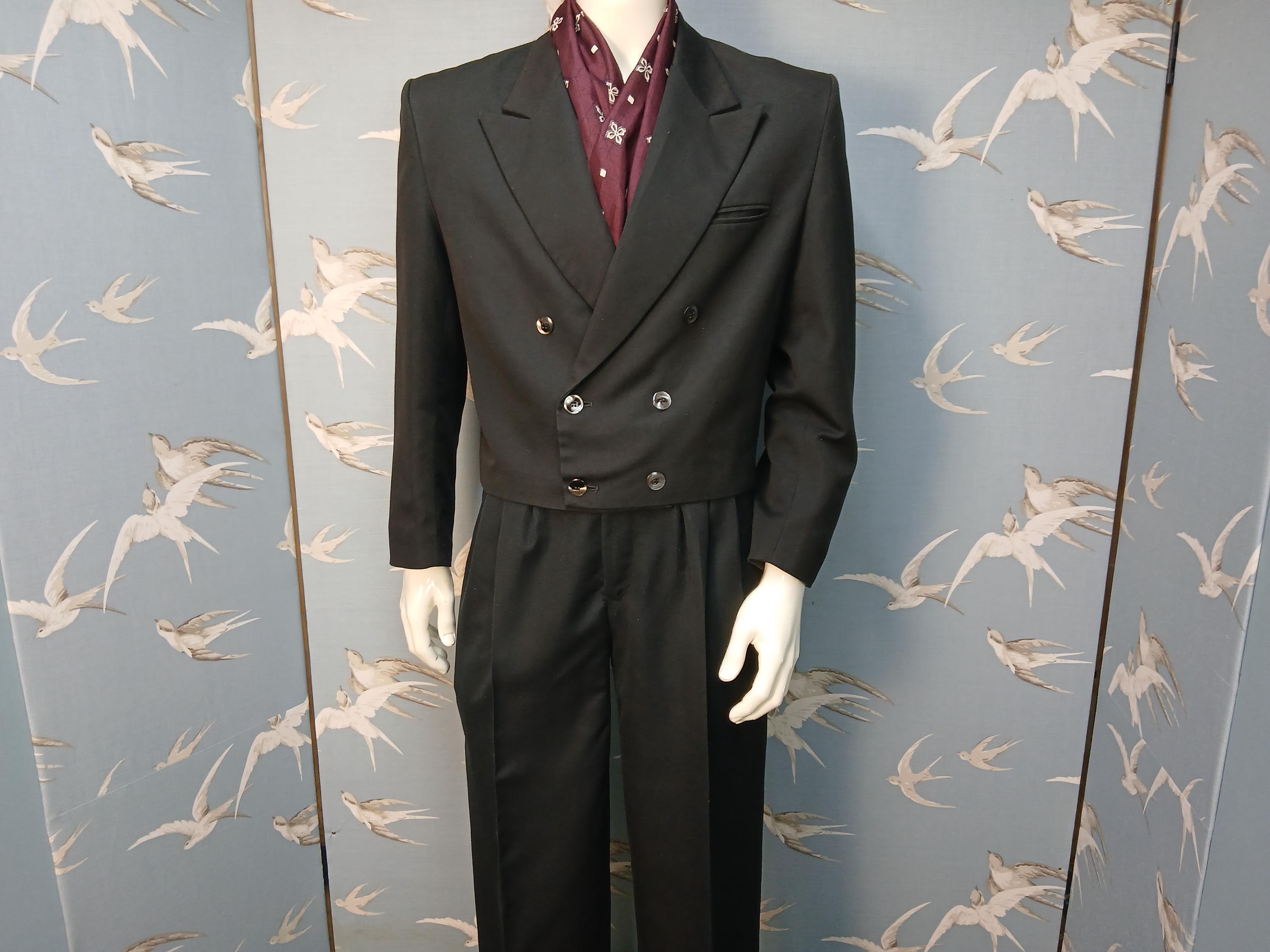 Vintage 1980s Fashion Suit, Browns Black Cropped Box Jacket/ Peg