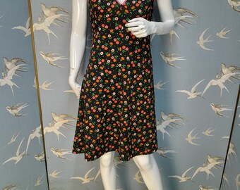 70s print mini dress 70s Puff Sleeve Patchwork Mini Dress | XS-S