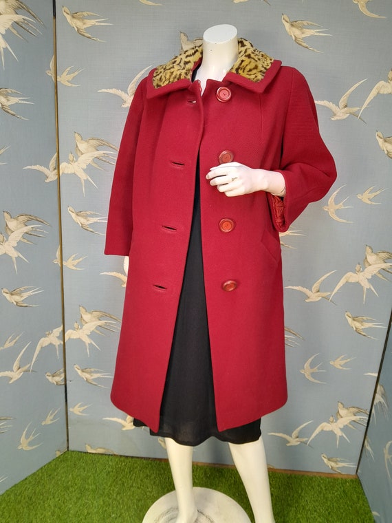 Vintage Red Wool Long Coat 8 10