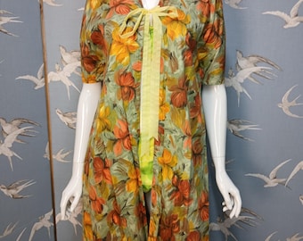 Vintage Baumwoll-Hausmantel aus den 1950er Jahren, Größe M/ 14 UK/ 42" Brustumfang