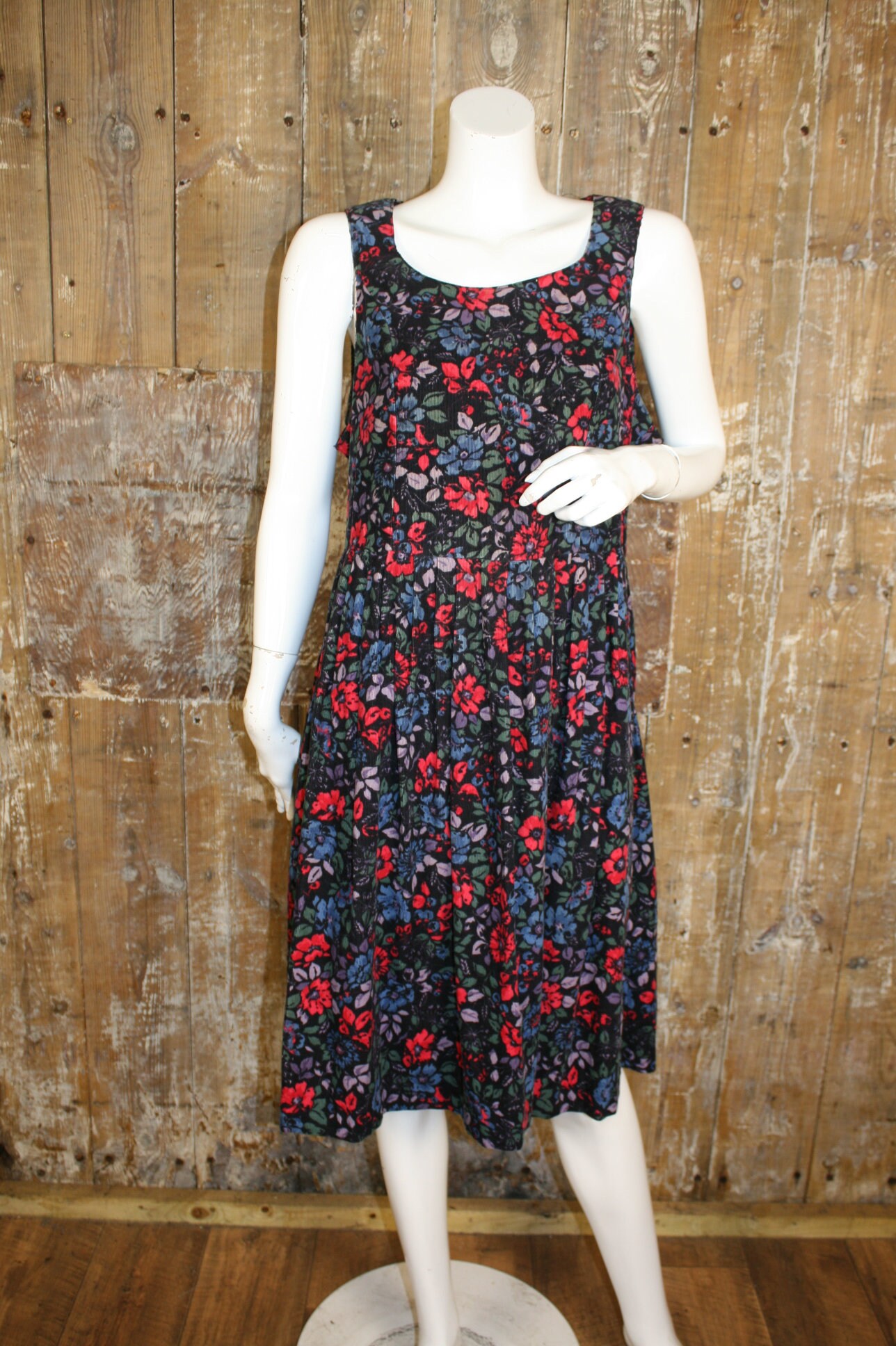 Vintage 80er Laura Ashley Blumen Nadelkordel Pinafore Kleid Gr