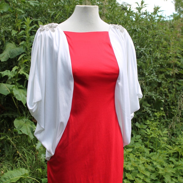 robe Wayne Diamond vintage des années 80, robe de cocktail à manches ballon rouge/blanc, taille 8/ 10 Diamonds Run