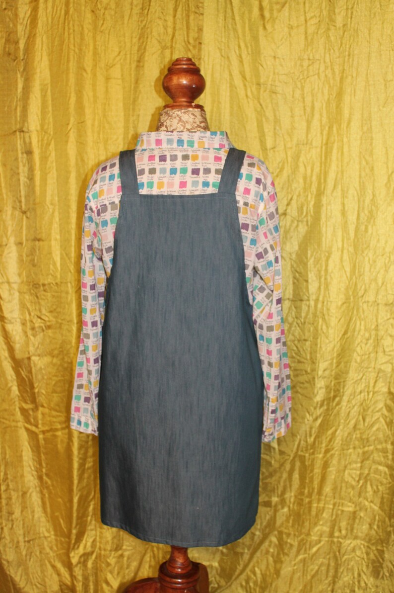 Denim pinafore dress/ dungaree dresss/ jumper dress handmade image 3