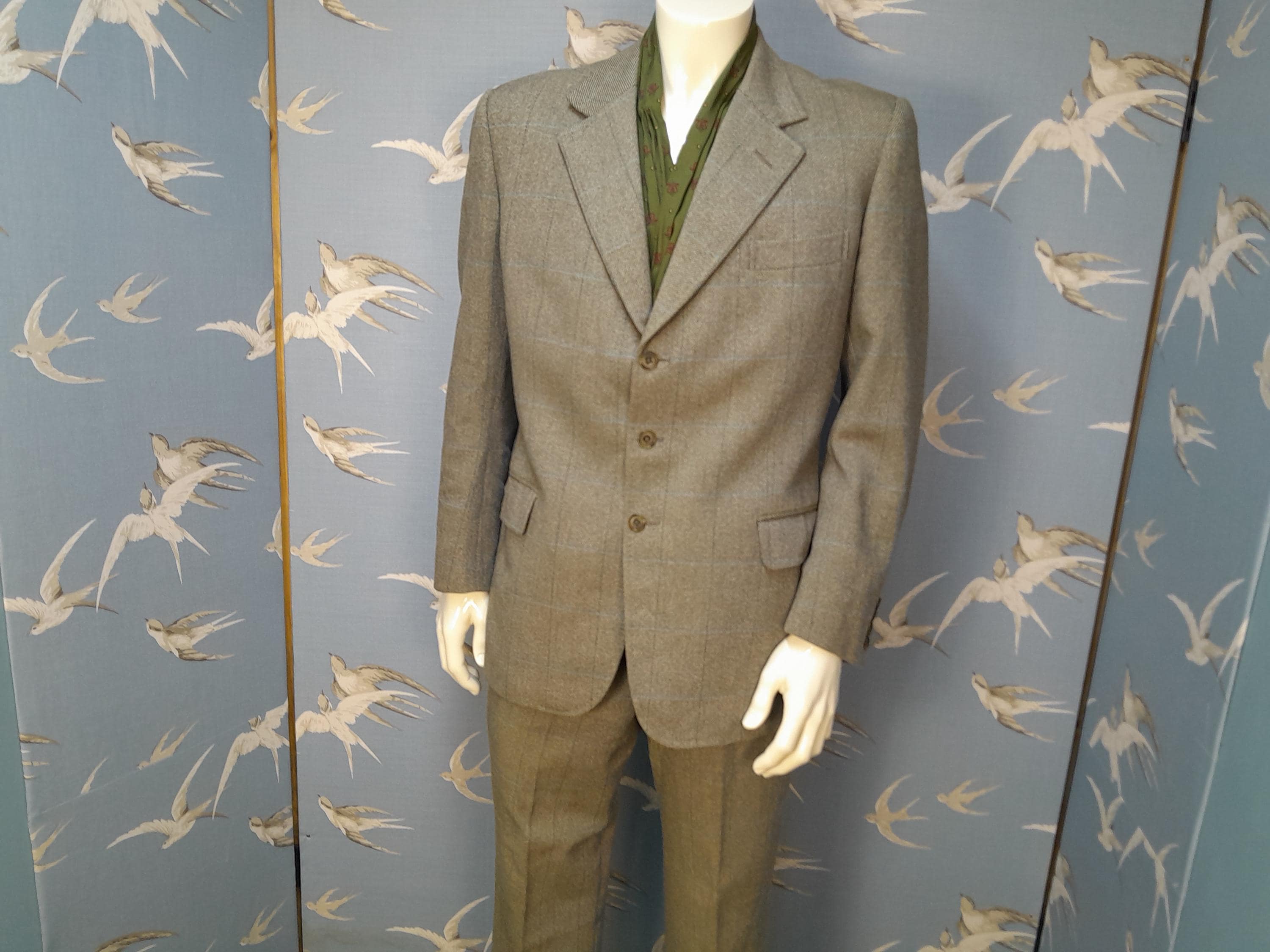 Vintage 1980s Savile Row Tailored Tweed Check Suit, Maurice
