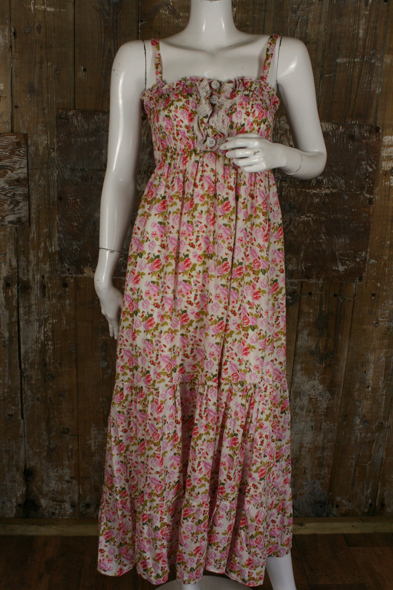 90s Does 70s Midi Sundress Boho Floral Strappy Summer Dress | Etsy UK