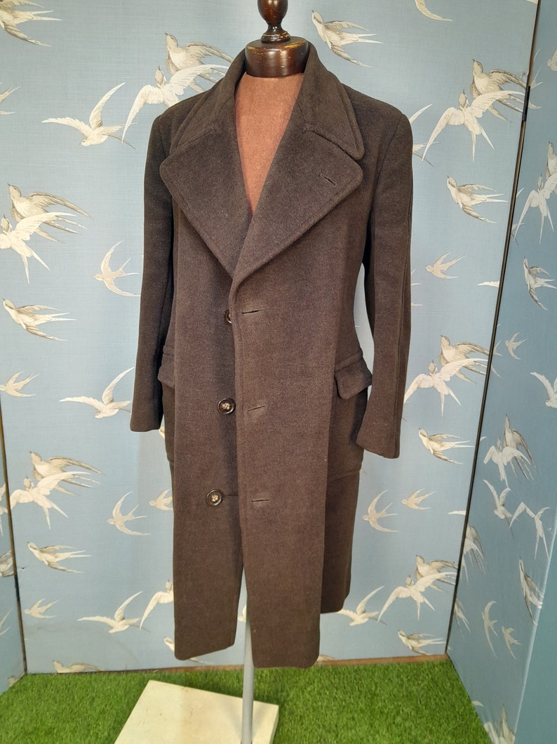 pardessus en laine marron pour homme vintage des années 1970, manteau épais Hodges & Sons, poitrine L/ 40-42 image 2