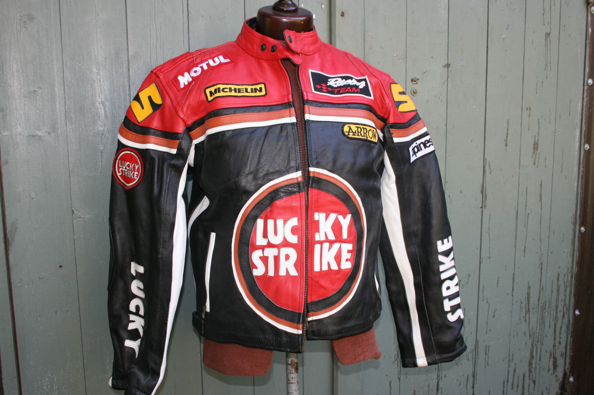 Vintage Leather Motorcycle Jacket, Maakson X Large Biker