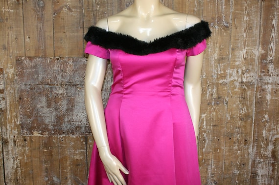 M/ L Vintage 80s Fuchsia Pink Prom Dress Size 12/14 UK Satin - Etsy