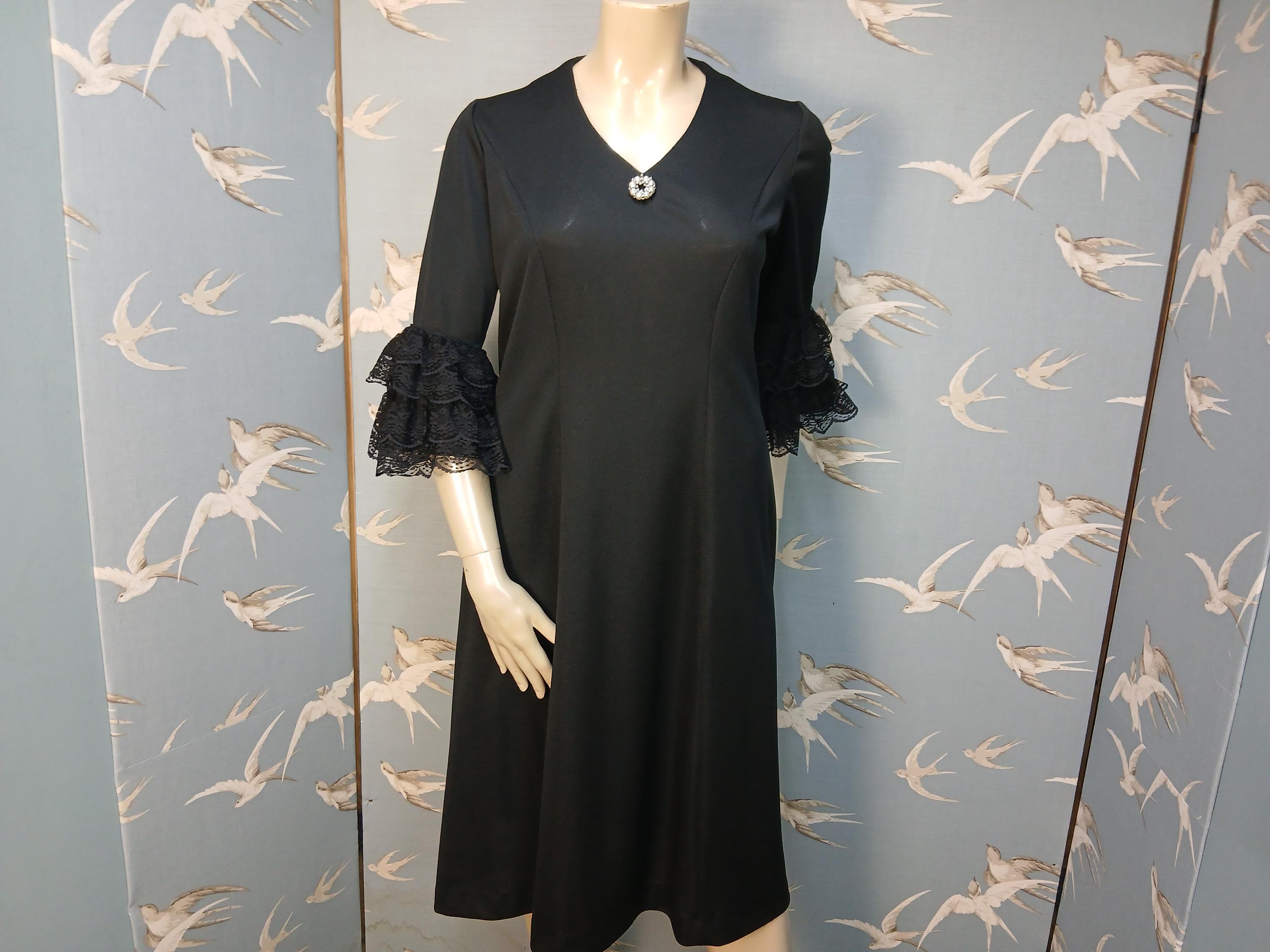 Vintage 1960s/ 70s Norman Linton Cocktail Dress, Size 18 UK/ 44