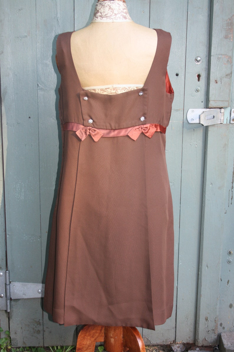 nice back detail Vintage 60s brown cocktail dress Melbray of London