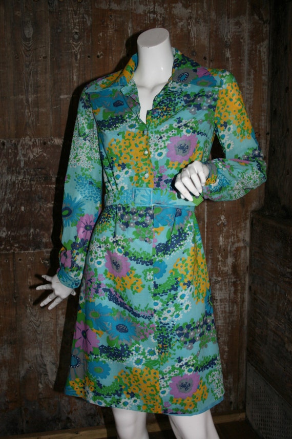 Vintage 60s psychedelic floral dress, St Michael c