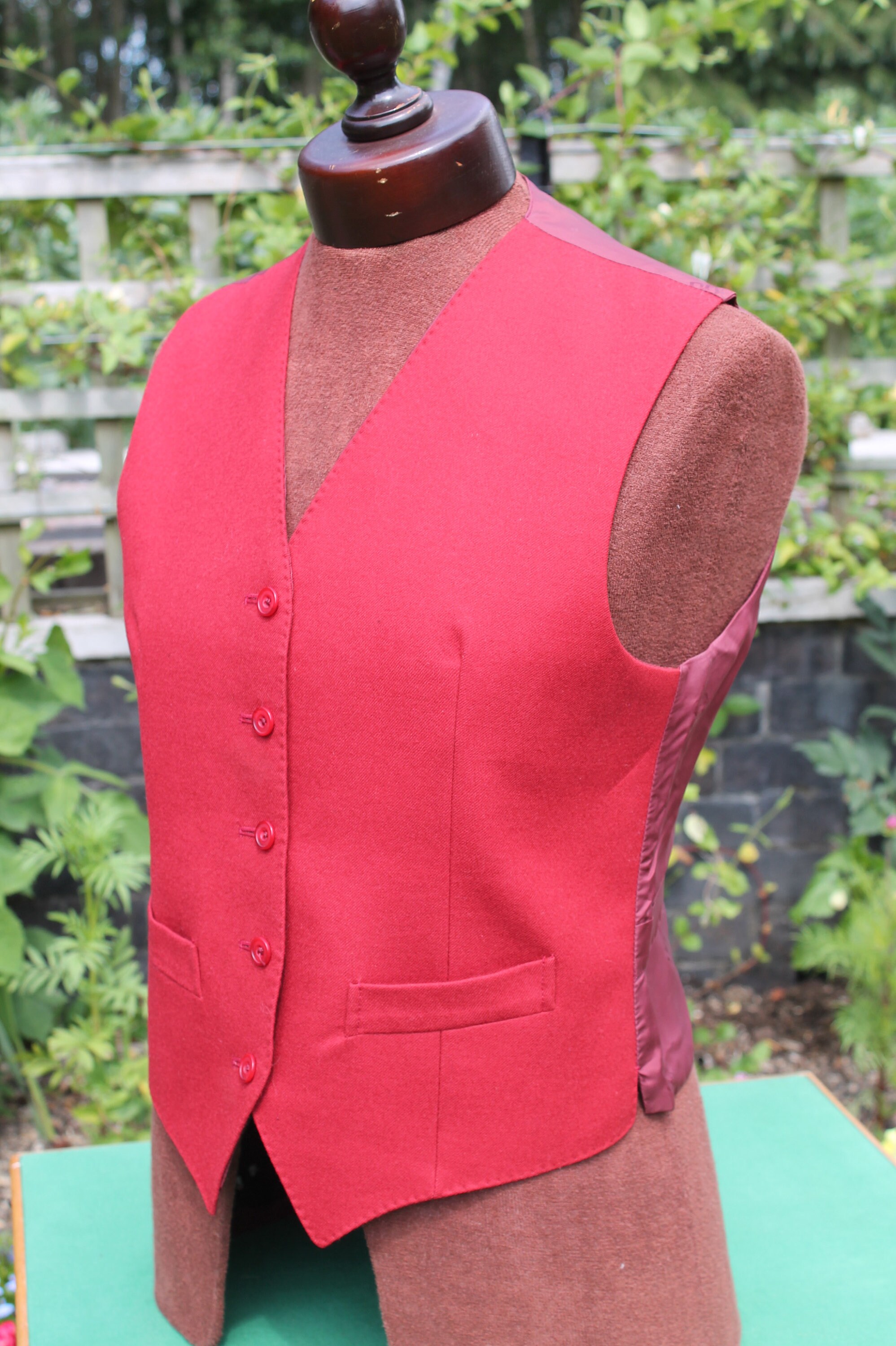 Image of Vintage Mans Cherry Red Wool Waistcoat/ Vest, Daks London, Size M, 40" Chest