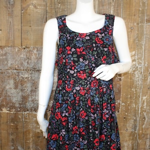 Vintage 80s Laura Ashley floral needle cord pinafore dress, size 12- 14 UK, 40&quot; bust
