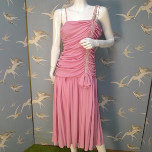 Vintage 1980s pink jersey cocktail dress, size 10 uk, Evenings by Ceremonia England