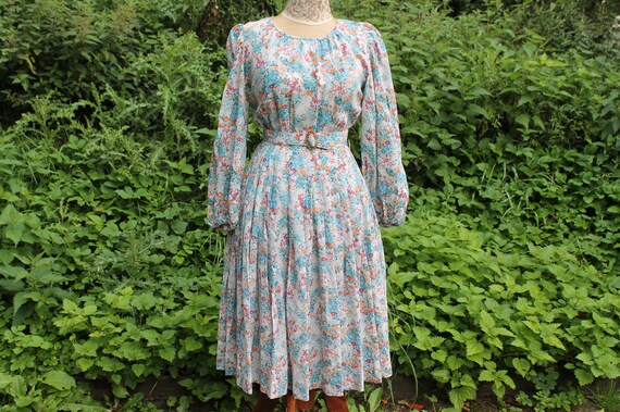 blue and white tea dress
