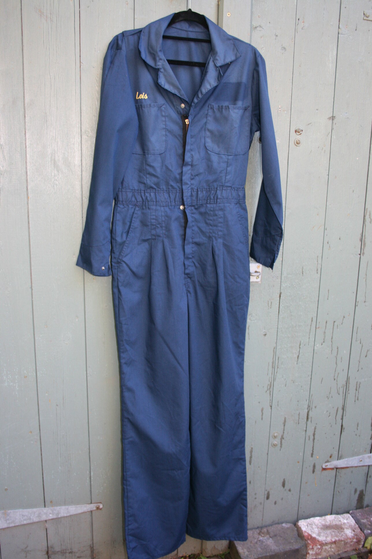 Image of Vintage Mans Blue Cotton Mix Boiler Suit, Lois French Navy Overalls, 40" Chest 29" Waist, 30" Leg