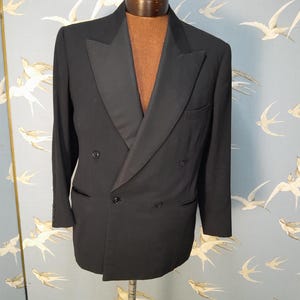 Vintage 1950s tailored dinner jacket, taffeta lapels double breasted, 40/ 42&quot; chest