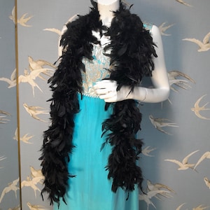 Vintage black feather boa/ burlesque / party stole