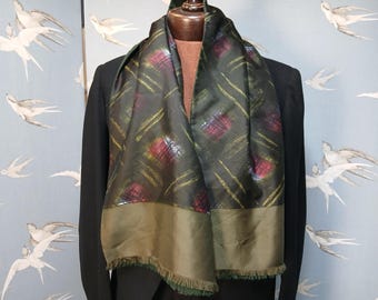 1950s FRENCH VINTAGE SCARF of Mid Century Modern Circles and Polka