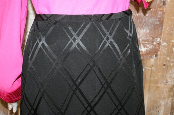 Vintage black satin maxi skirt, 60s/ 70s Dereta L… - image 4