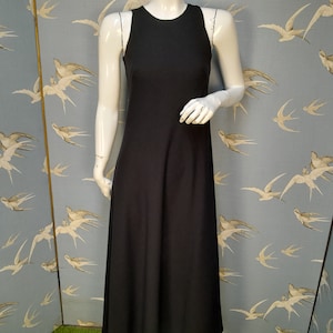 Vintage 1990s Laura Ashley black wool crepe bias cut dress, size size 6 UK, 32&quot; bust