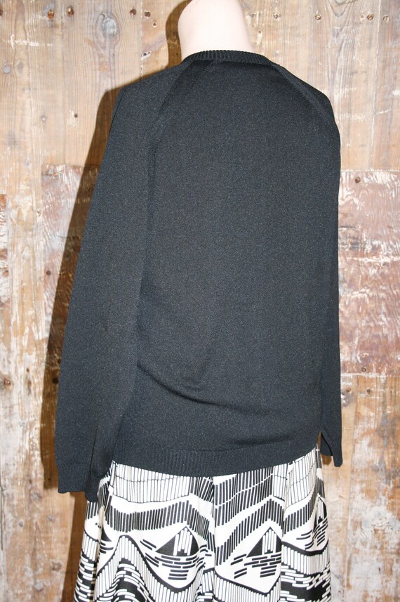 Plus Size Vintage Black Cardigan 60s 70s Size 18 Cardi Sweater