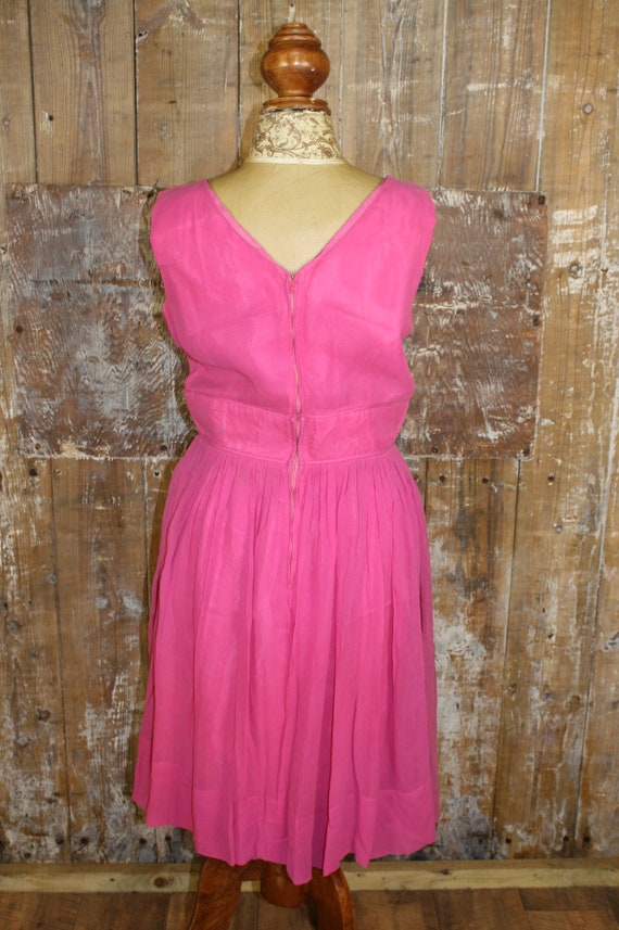 Vintage 50s pink chiffon dress, R & K originals p… - image 8