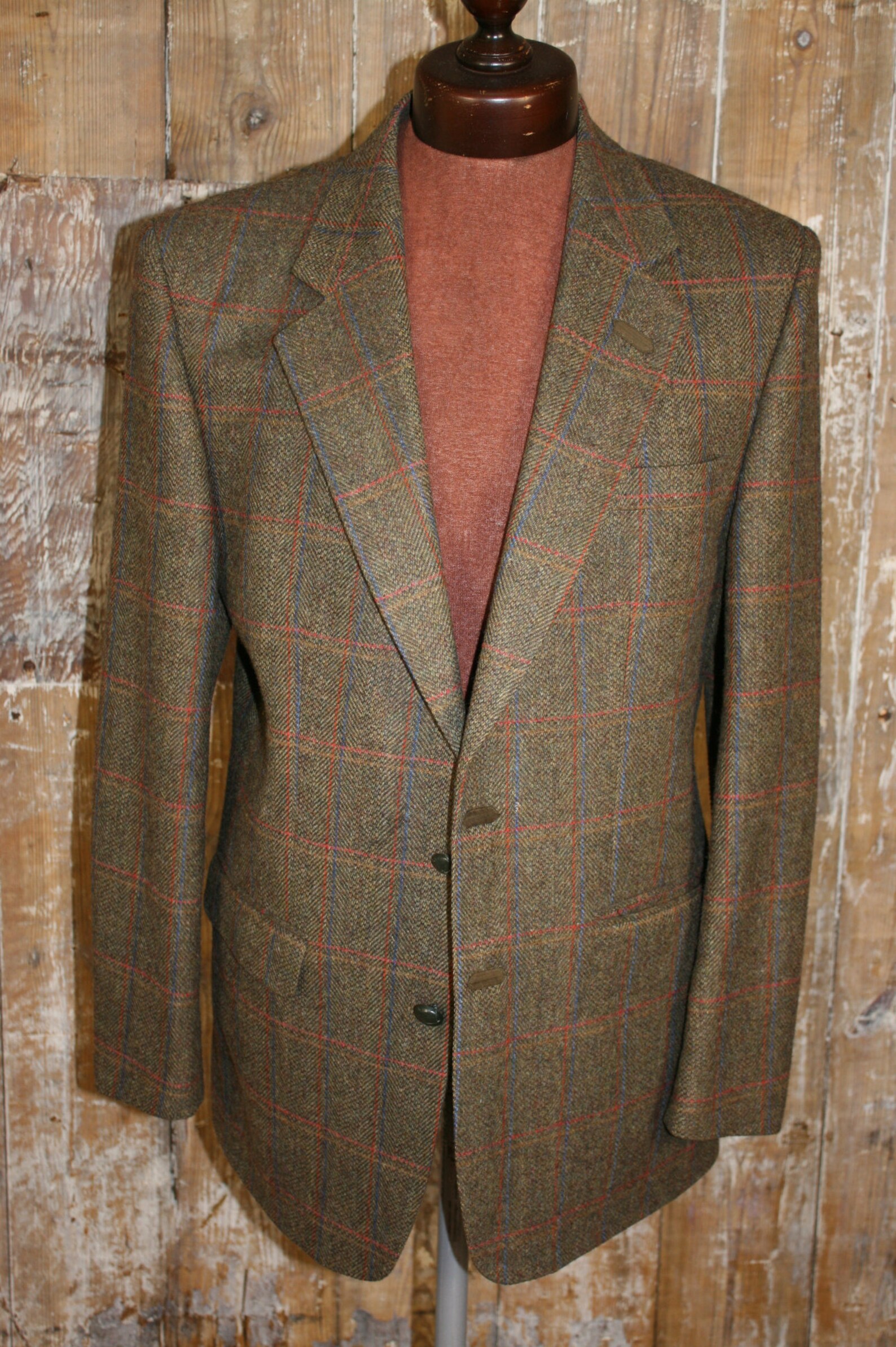 Mans Daks wool tweed jacket with leather elbow patches size Etsy