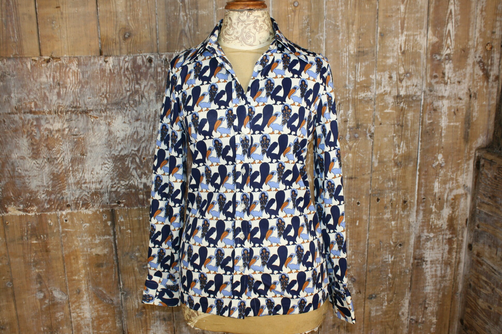 Vintage 70s Novelty Print Blouse Casual Corner Polyester - Etsy