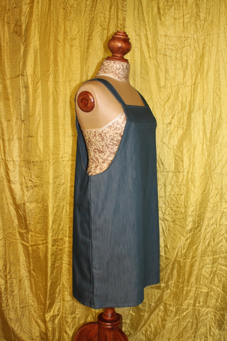 Denim pinafore dress/ dungaree dresss/ jumper dress handmade image 8