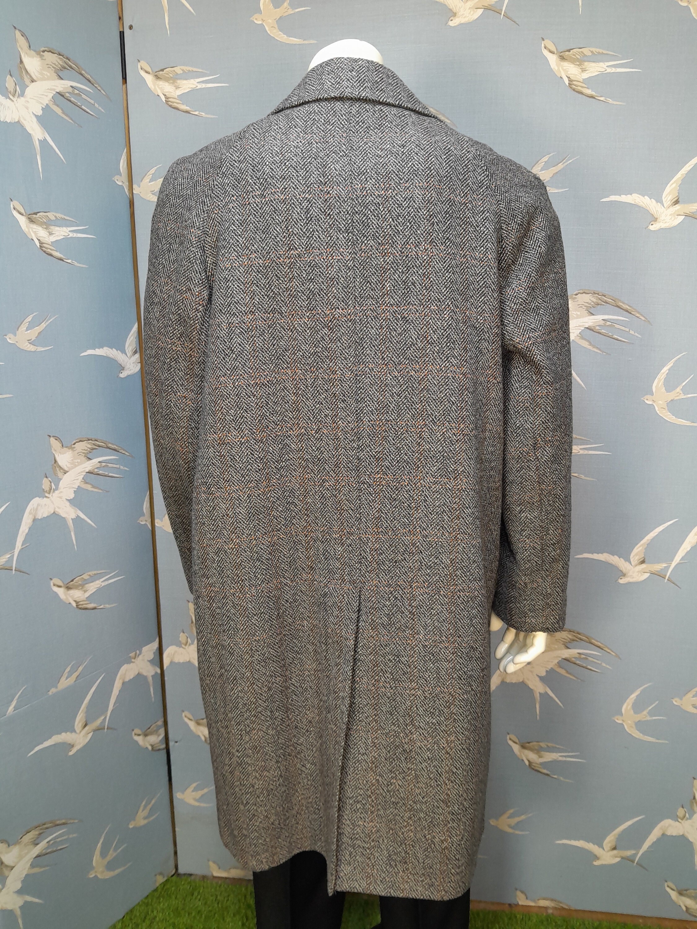 Vintage Mans 1960s Tweed Overcoat, Cliff Clothes Check Wool Mix