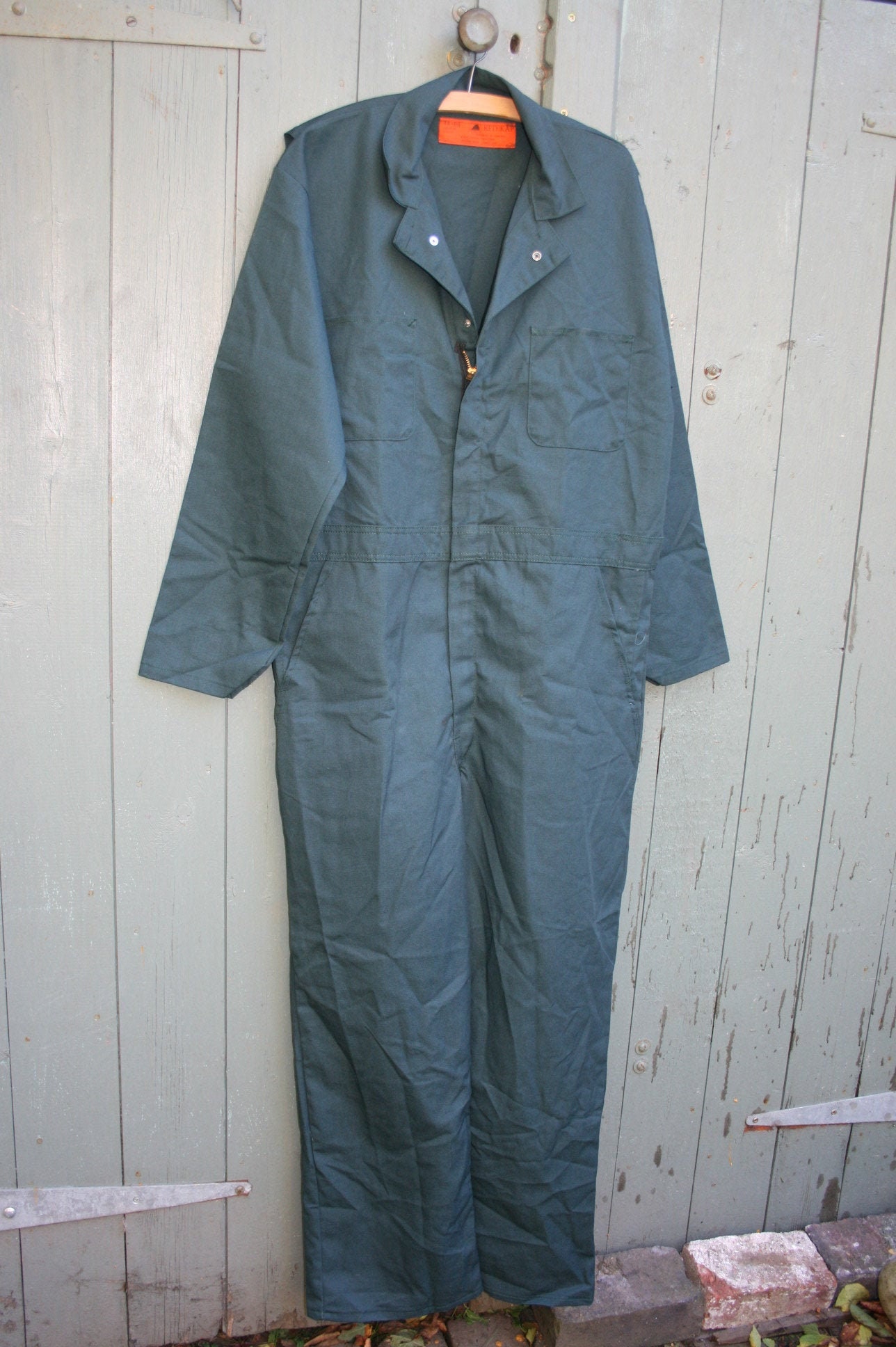 Image of Vintage Mans Green Cotton Mix Boiler Suit, Red Kap 44 Reg Overalls, 49" Chest 43" Waist, 29" Leg
