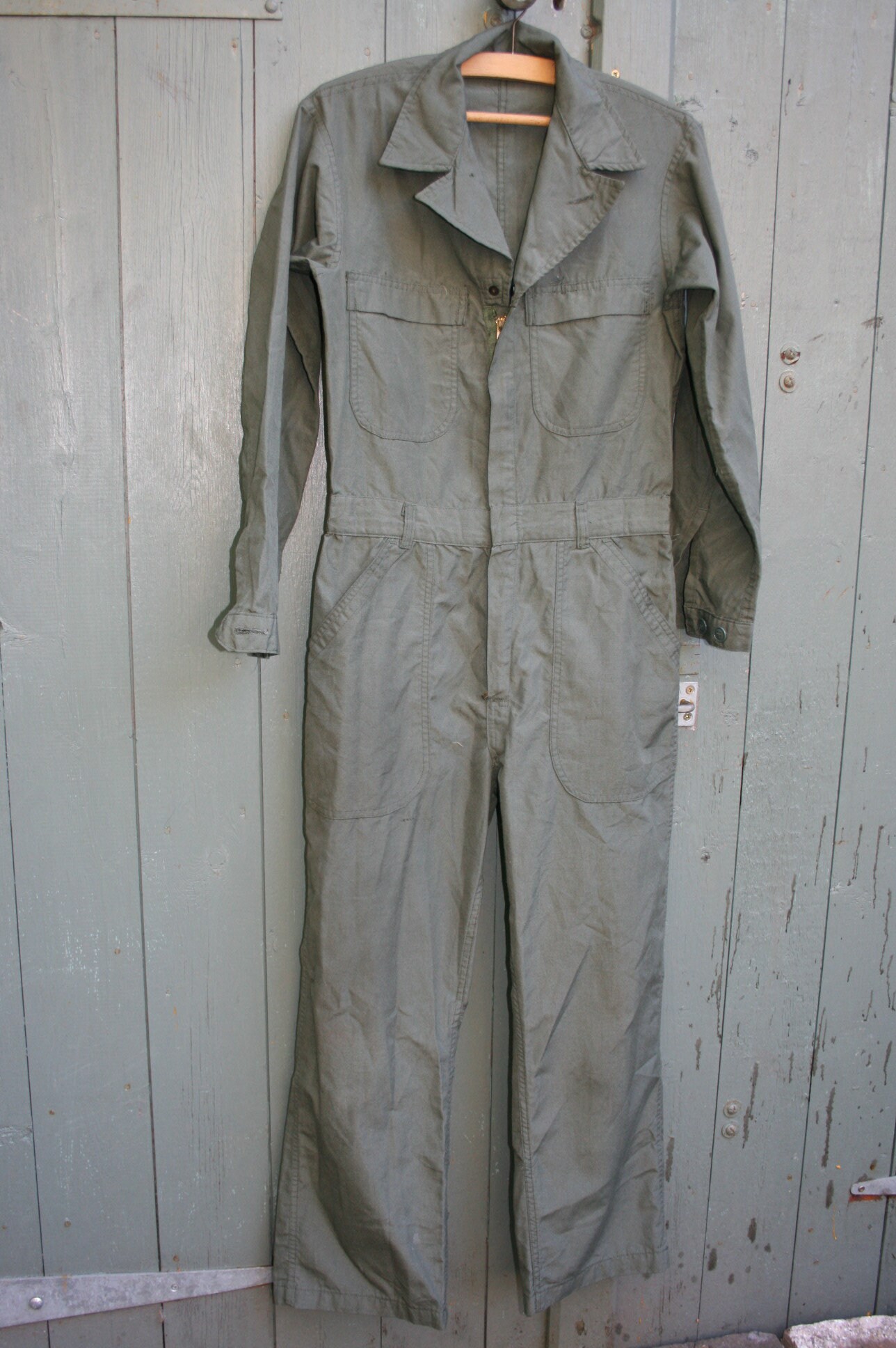 Image of Vintage Mans Green Cotton Mix Boiler Suit, Medium Overalls, 38" Chest 31" Waist, Short 27" Leg